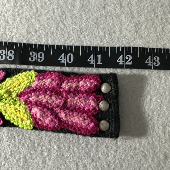 Colorful Embroidered Floral Wool Belt Bohemian Artsy Women's Made In Peru - Picture 9 of 12